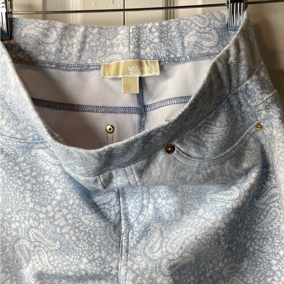 Michael Kors Paisley Blue/ White Skinny Pull On Stretch Legging Pants Sz S - Picture 3 of 5